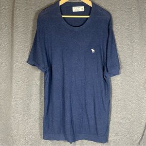 Abercrombie & Fitch Men's XXL Nylon Short Sleeve Lightweight Sweater Navy Blue‎
